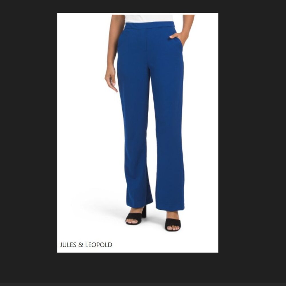 Jules & Leopoldo Techno Crepe Pants Sapphire Pull on Stretch Size XS